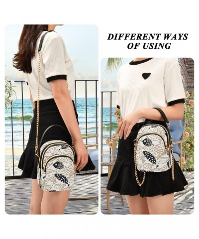 Marine Cell Phone Purse Gold Black Fish Crossbody Handbag Durable Shoulder Bag Sturdy Travel Pouch Compact Chic Bag for Women...