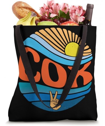 Cox Shirt Vintage Sunset Cox Groovy Tie Dye Tote Bag $15.54 Totes