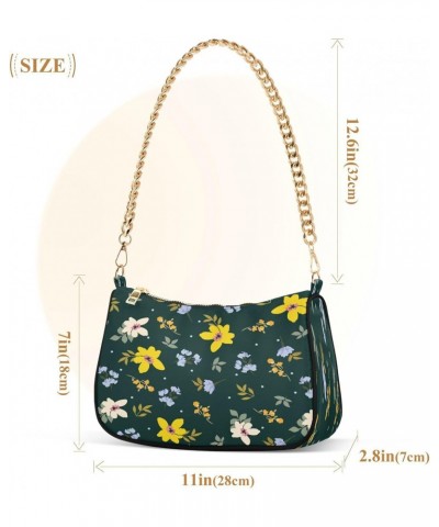 Wildflowers Colorful Botanical Floral Womens Shoulder Bag for Women Girls Hobo Tote Handbag Gold Chain Crossbody Bag with Zip...