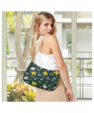 Wildflowers Colorful Botanical Floral Womens Shoulder Bag for Women Girls Hobo Tote Handbag Gold Chain Crossbody Bag with Zip...