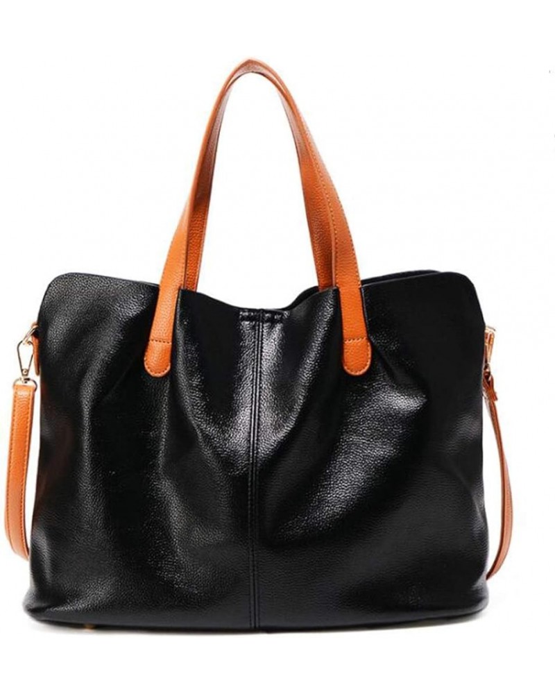 Women PU Leather Handbags Tote Shoulder Crossbody Bags Top Satchel Purses Black $25.79 Totes