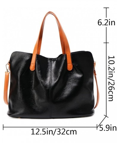 Women PU Leather Handbags Tote Shoulder Crossbody Bags Top Satchel Purses Black $25.79 Totes