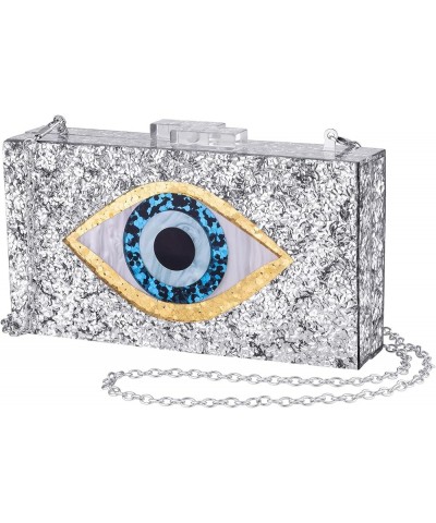 Clutch Purses for Women-Evil Eye Acrylic Clutch Glitter Purse Evening Bag Chain Shoulder Crossbody Handbags 2-silver $12.00 E...