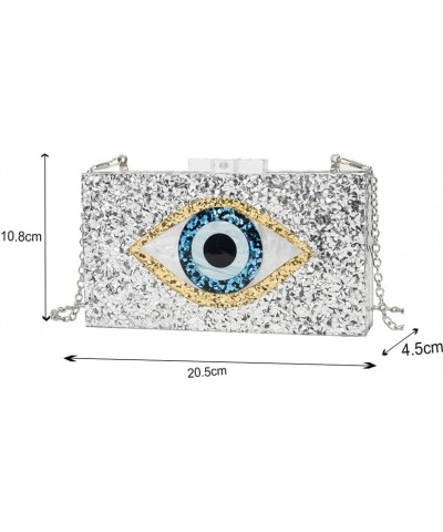 Clutch Purses for Women-Evil Eye Acrylic Clutch Glitter Purse Evening Bag Chain Shoulder Crossbody Handbags 2-silver $12.00 E...