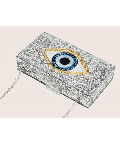 Clutch Purses for Women-Evil Eye Acrylic Clutch Glitter Purse Evening Bag Chain Shoulder Crossbody Handbags 2-silver $12.00 E...