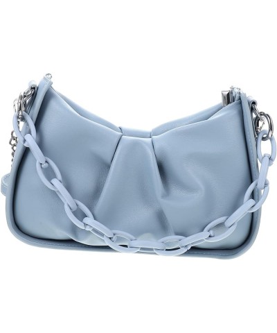 2pcs with Party Underarm Shopping Girls Leather Bag Wallet Zipper Pu Blue Handbags Shoulder Chain Blue $61.05 Totes