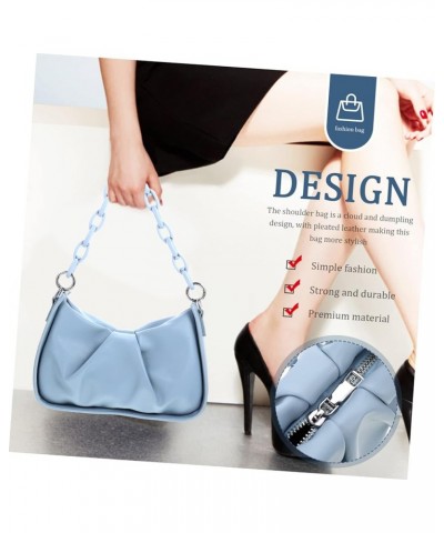 2pcs with Party Underarm Shopping Girls Leather Bag Wallet Zipper Pu Blue Handbags Shoulder Chain Blue $61.05 Totes