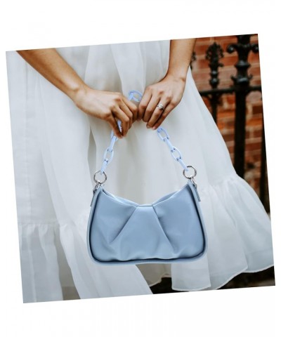 2pcs with Party Underarm Shopping Girls Leather Bag Wallet Zipper Pu Blue Handbags Shoulder Chain Blue $61.05 Totes