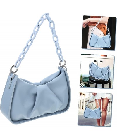 2pcs with Party Underarm Shopping Girls Leather Bag Wallet Zipper Pu Blue Handbags Shoulder Chain Blue $61.05 Totes