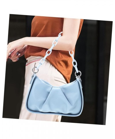 2pcs with Party Underarm Shopping Girls Leather Bag Wallet Zipper Pu Blue Handbags Shoulder Chain Blue $61.05 Totes