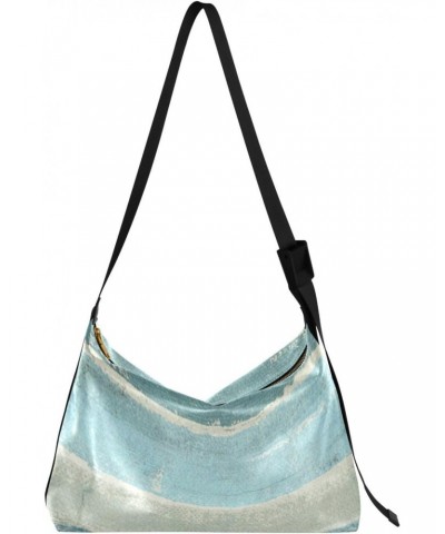 Women Boho Bag Grey Blue Abstract Stripes Shoulder Bag PU Leather Pouch Crossbody Bag Large Tote Handbag For Quick Getaway We...