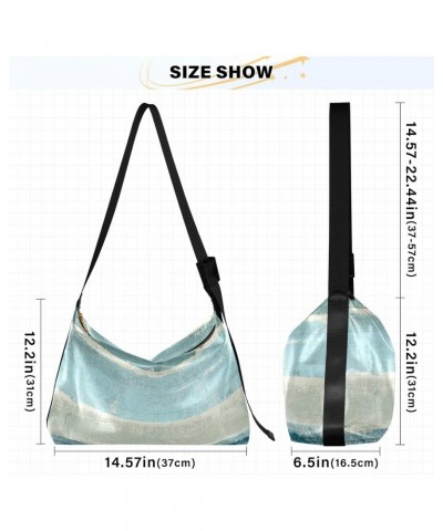 Women Boho Bag Grey Blue Abstract Stripes Shoulder Bag PU Leather Pouch Crossbody Bag Large Tote Handbag For Quick Getaway We...