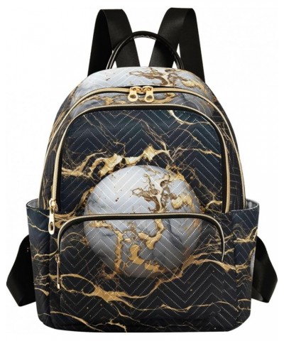 Cartoon Reindeer Christmas Quilted Backpack Backpack Purse Mini Travel Backpack White Marble Ball on Black Small $20.64 Backp...