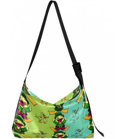 St Patricks Day Jubilant Duck Hobo Crossbody Bags for Women Leather Large Shoulder Bag Cross Body Funny Irish Trendy Womens T...