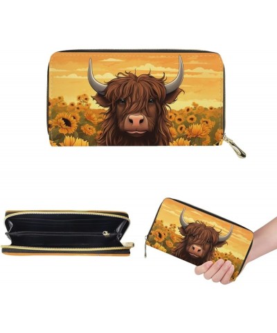 Tote Purse and Wallet Set,Large Handbags Storage Top Handle Shoulder Bag and Long Leather Wallet Highland Cow $24.50 Satchels