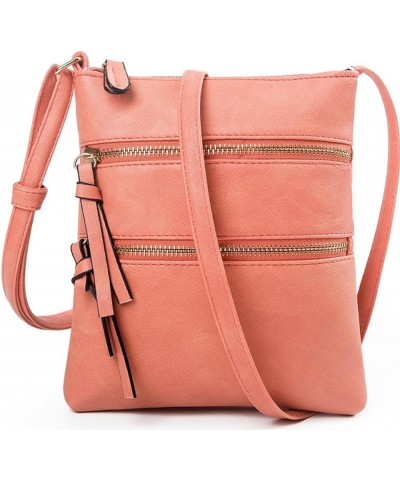 Small Crossbody Purses for Women,Triple Zip Multi Pocket Leather,Adjustable Strap Over the Shoulder Bags Red $28.61 Totes