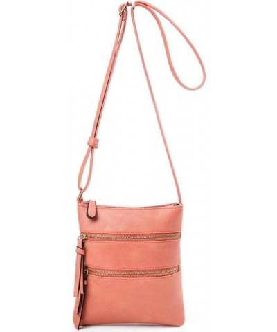 Small Crossbody Purses for Women,Triple Zip Multi Pocket Leather,Adjustable Strap Over the Shoulder Bags Red $28.61 Totes