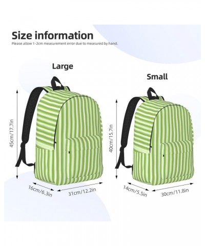 Classic Green Striped Print Unisex Canvas Backpack Cute Backpack For Travel Sports Casual Aesthetic Backpack Black Small $18....