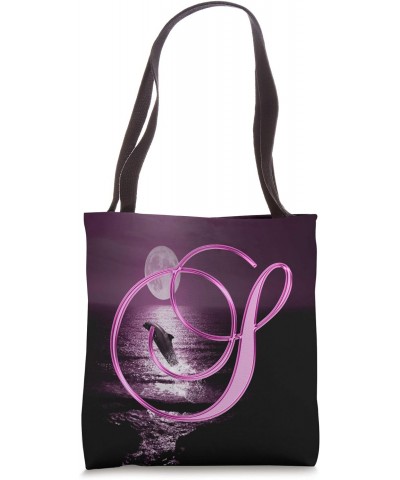 S Dolphin Pink Animal Ocean Moon Sea Initial Letter Name Tote Bag $11.80 Totes