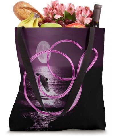 S Dolphin Pink Animal Ocean Moon Sea Initial Letter Name Tote Bag $11.80 Totes