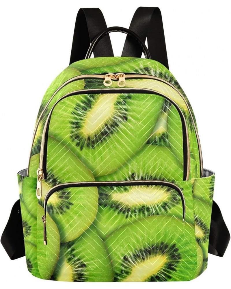 Women Backpack Kiwi Slice Closeup Green Anti-Theft Travel Backpack with Luggage Belt Lightweight Handbag Lady Purse Roomy Dou...