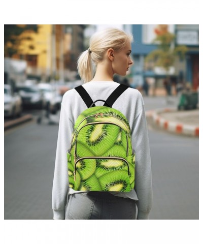 Women Backpack Kiwi Slice Closeup Green Anti-Theft Travel Backpack with Luggage Belt Lightweight Handbag Lady Purse Roomy Dou...