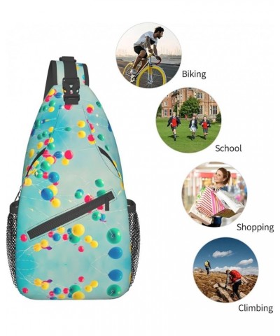 Color Octopus Crossbody Bag Chest Shoulder Bag Small Casual Backpack Suitable For Women Men Hiking Colorful Balloons Blue Sky...