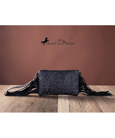 Western Purse for Women Crossbody Bag Wristlet Clutch Purse Z1 Black $21.72 Crossbody Bags