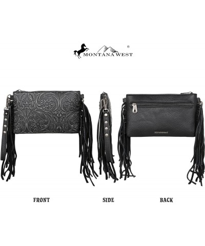 Western Purse for Women Crossbody Bag Wristlet Clutch Purse Z1 Black $21.72 Crossbody Bags