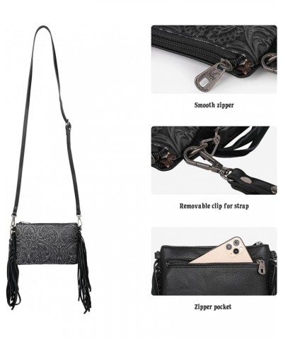 Western Purse for Women Crossbody Bag Wristlet Clutch Purse Z1 Black $21.72 Crossbody Bags