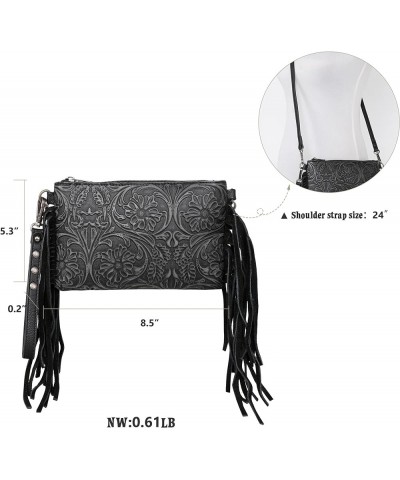 Western Purse for Women Crossbody Bag Wristlet Clutch Purse Z1 Black $21.72 Crossbody Bags