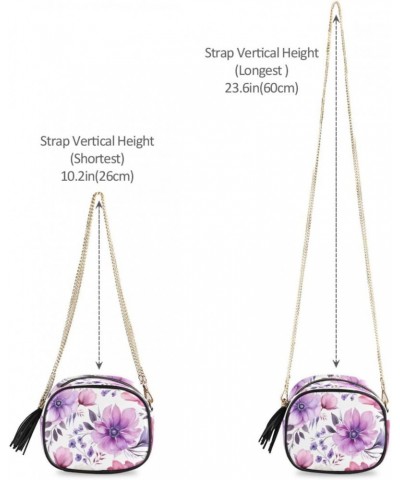 Crossbody Purse Small Crossbody Bags Shoulder Handbags Purple Flower Leaves for Women $13.99 Shoulder Bags