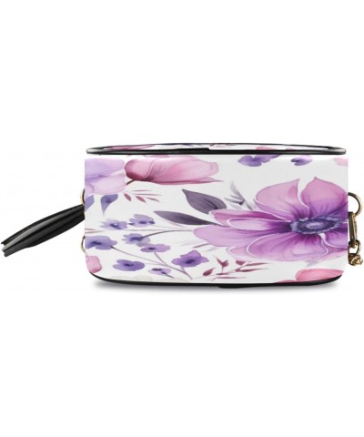 Crossbody Purse Small Crossbody Bags Shoulder Handbags Purple Flower Leaves for Women $13.99 Shoulder Bags