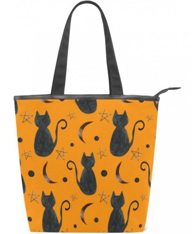 Black Cat Star Moon The Tote Bag for Women Big Capacity Women's Shoulder Handbags Canvas Shopping Dating Bag $12.41 Totes