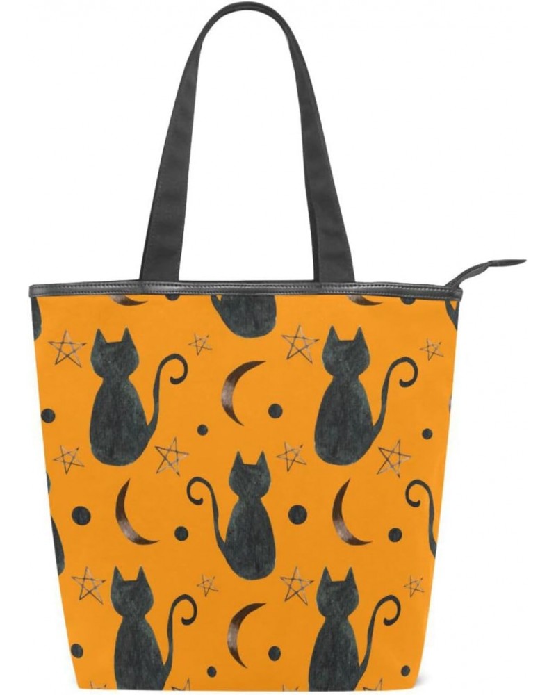 Black Cat Star Moon The Tote Bag for Women Big Capacity Women's Shoulder Handbags Canvas Shopping Dating Bag $12.41 Totes