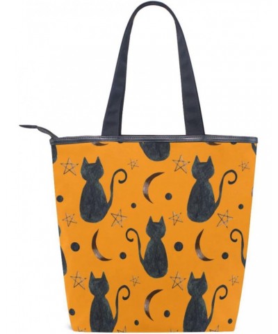 Black Cat Star Moon The Tote Bag for Women Big Capacity Women's Shoulder Handbags Canvas Shopping Dating Bag $12.41 Totes