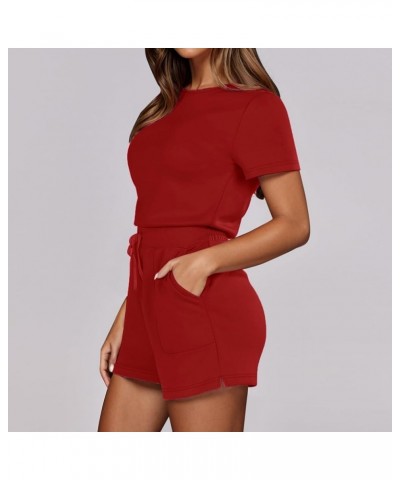 plus Size Jumpsuits for Women Solid Jumpsuit With 4 Pockets Jumpsuit Length Red 2➤➤ Womens Rompers 2024 $10.57 Accessories