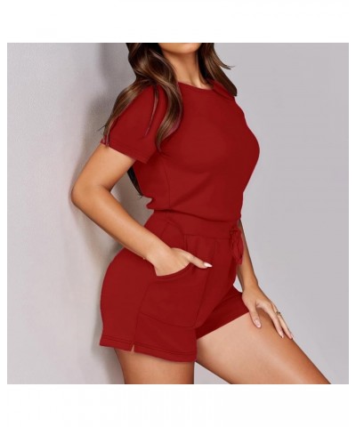 plus Size Jumpsuits for Women Solid Jumpsuit With 4 Pockets Jumpsuit Length Red 2➤➤ Womens Rompers 2024 $10.57 Accessories