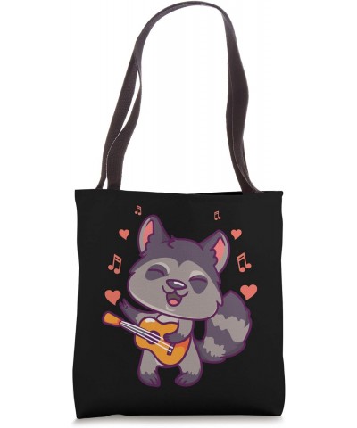 Valentine Raccoon Playing Guitar Heart Love Singing Raccoon Tote Bag $10.35 Totes