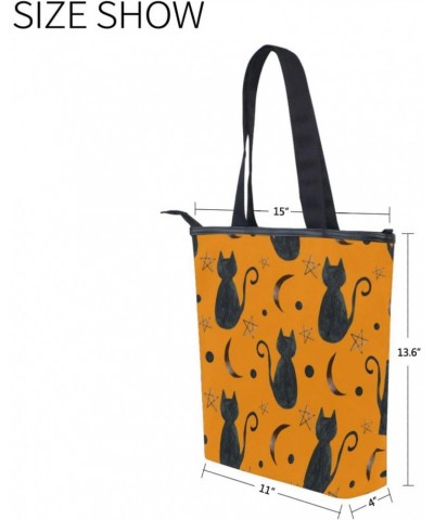 Black Cat Star Moon The Tote Bag for Women Big Capacity Women's Shoulder Handbags Canvas Shopping Dating Bag $12.41 Totes