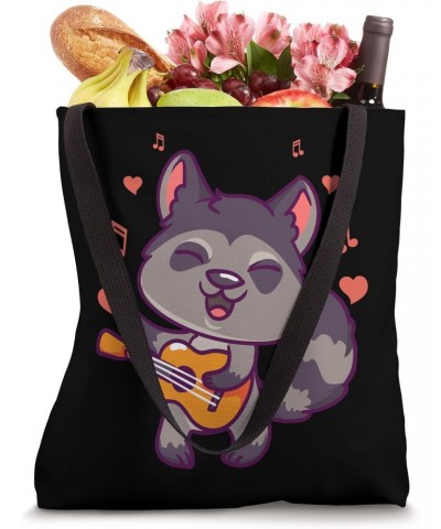 Valentine Raccoon Playing Guitar Heart Love Singing Raccoon Tote Bag $10.35 Totes