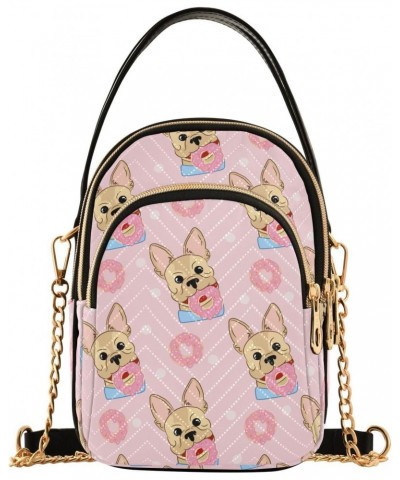 Chain Crossbody Bags for Women Funny French Bulldog with Donut Quilted Shoulder Crossbody Handbags Travel Cross Body Cell Pho...