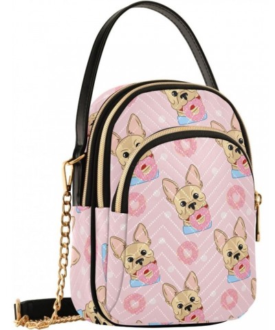 Chain Crossbody Bags for Women Funny French Bulldog with Donut Quilted Shoulder Crossbody Handbags Travel Cross Body Cell Pho...