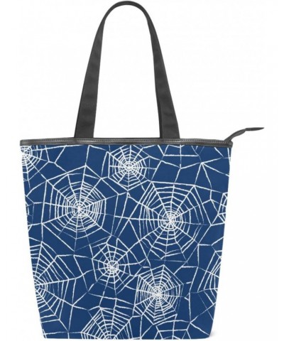 Tote Bag Colorful Christmas Peach Love Spiderweb Seamless Canvas Zippered Tote Handbag for Women with 2 Interior Pockets $9.6...