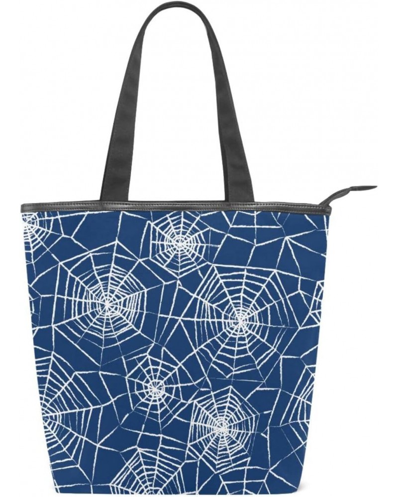 Tote Bag Colorful Christmas Peach Love Spiderweb Seamless Canvas Zippered Tote Handbag for Women with 2 Interior Pockets $9.6...