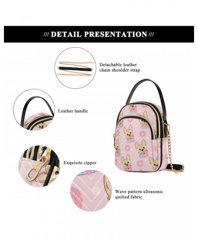 Chain Crossbody Bags for Women Funny French Bulldog with Donut Quilted Shoulder Crossbody Handbags Travel Cross Body Cell Pho...