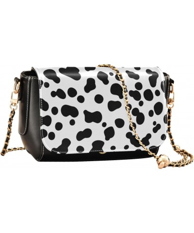 Crossbody Handbag Dog Cow Print Black White PU Leather Shoulder Bag Sturdy Travel Pouch Compact Chic Bag for Women Everyday U...