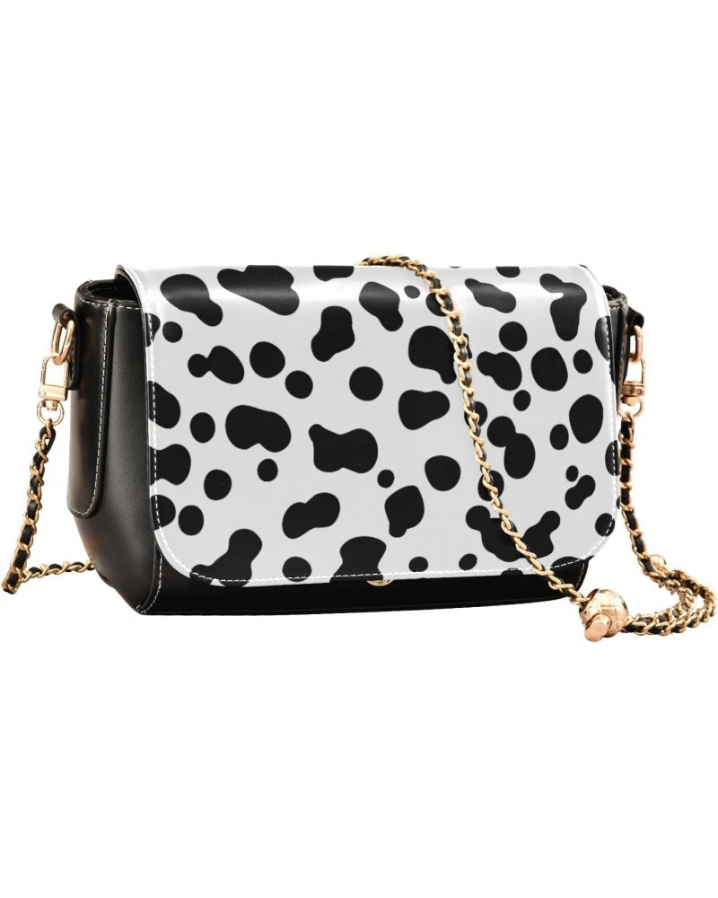 Crossbody Handbag Dog Cow Print Black White PU Leather Shoulder Bag Sturdy Travel Pouch Compact Chic Bag for Women Everyday U...