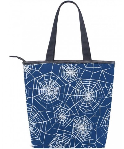 Tote Bag Colorful Christmas Peach Love Spiderweb Seamless Canvas Zippered Tote Handbag for Women with 2 Interior Pockets $9.6...