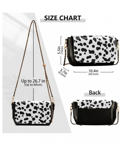 Crossbody Handbag Dog Cow Print Black White PU Leather Shoulder Bag Sturdy Travel Pouch Compact Chic Bag for Women Everyday U...